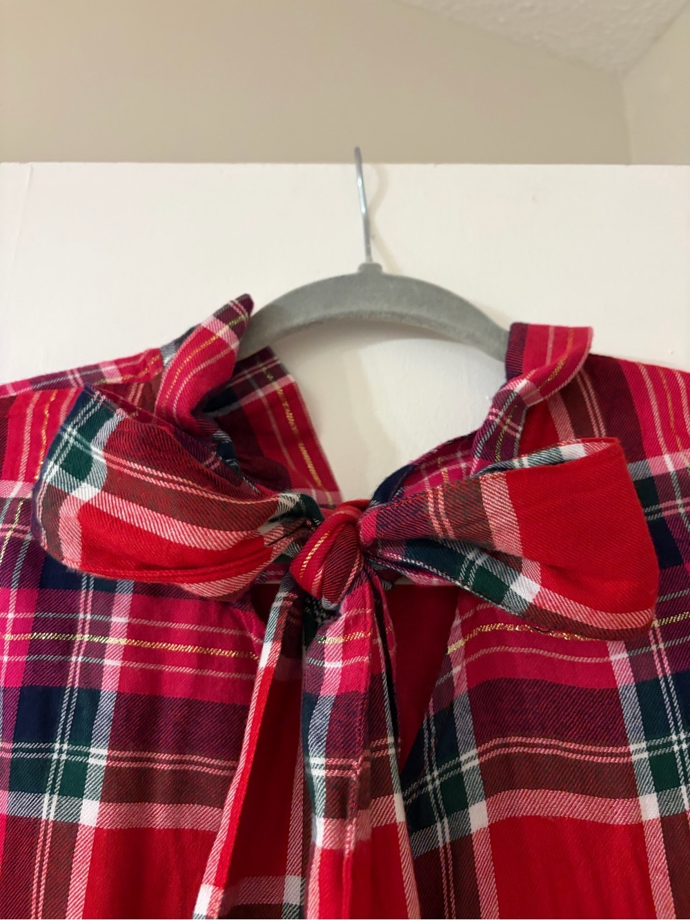 crown & ivy Super Soft Red Pink and Green Plaid Ruffle-Trim A Line Dress - Picture 5 of 9